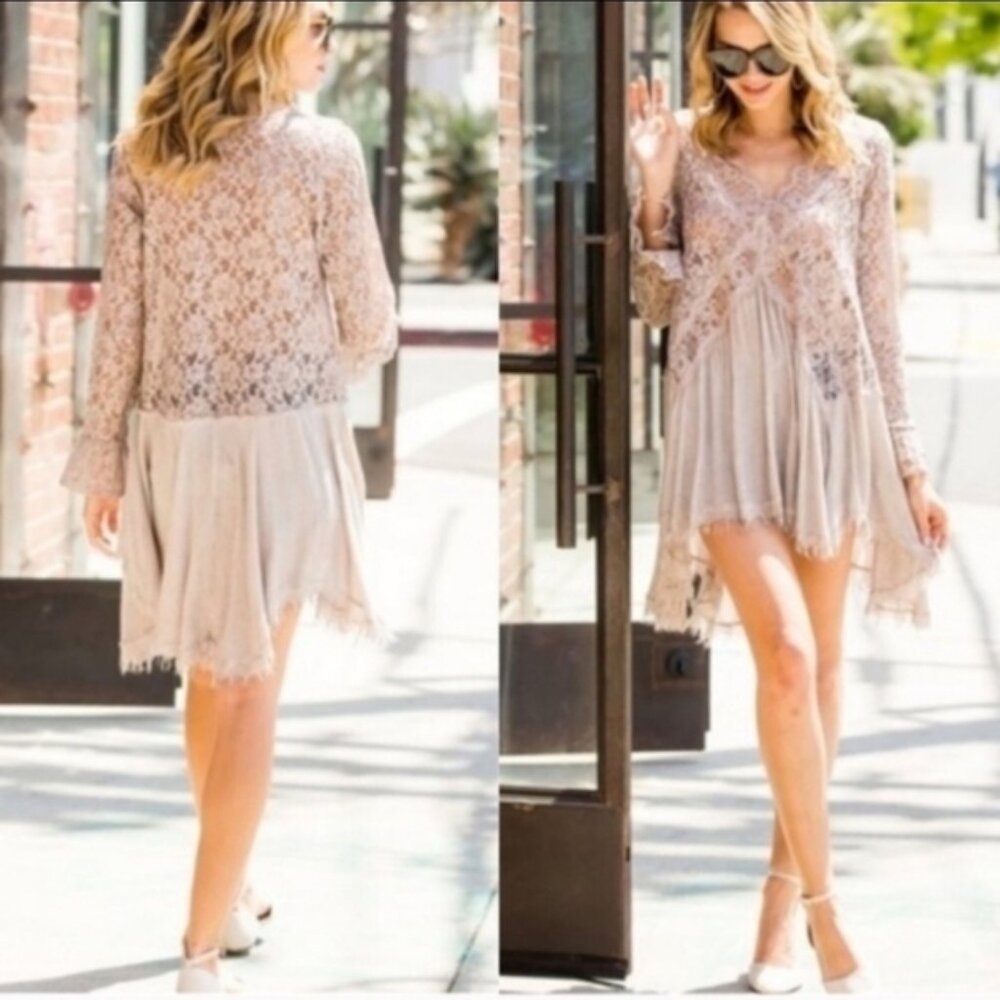 Lace high-low blouse